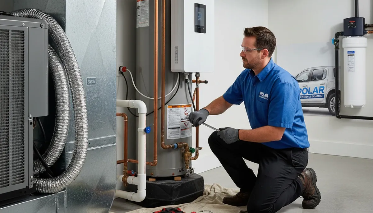 Plumber repairing water pipes in Silver Spring MD home | Five Star Cooling plumbing service