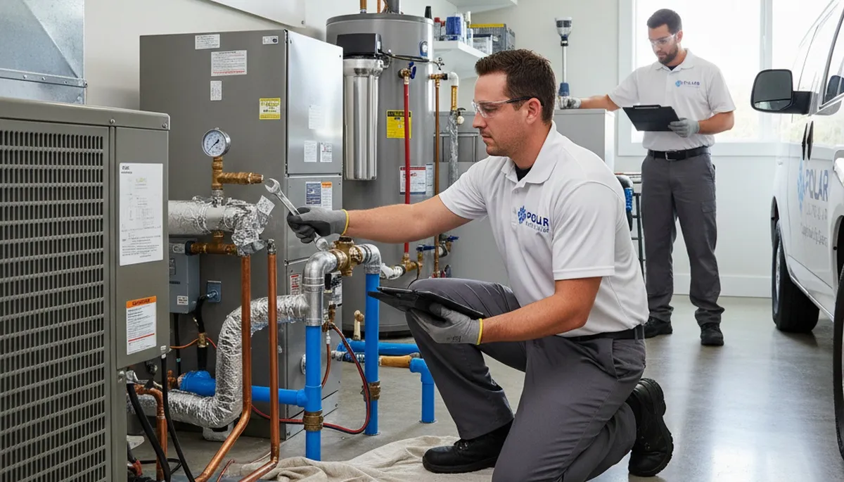 Plumber fixing leaking pipe in Silver Spring MD home | Five Star Cooling plumbing repair service