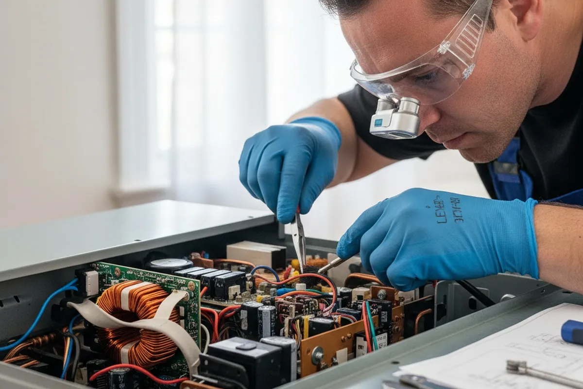 Technician performing detailed AC component repair at a Silver Spring, MD home for reliable cooling performance